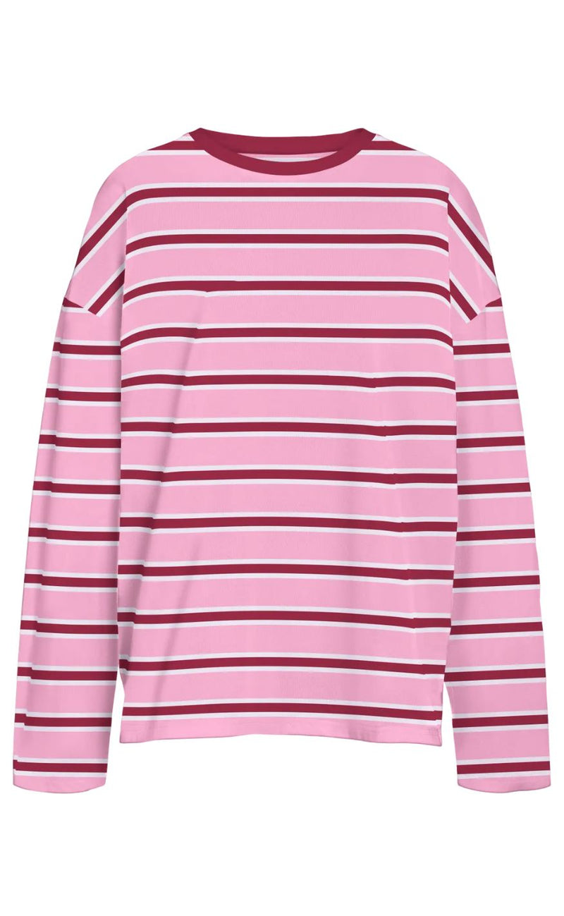 Noisy May Bluse - Member - Begonia Pink Stripe/Tibetan Red/Bright White
