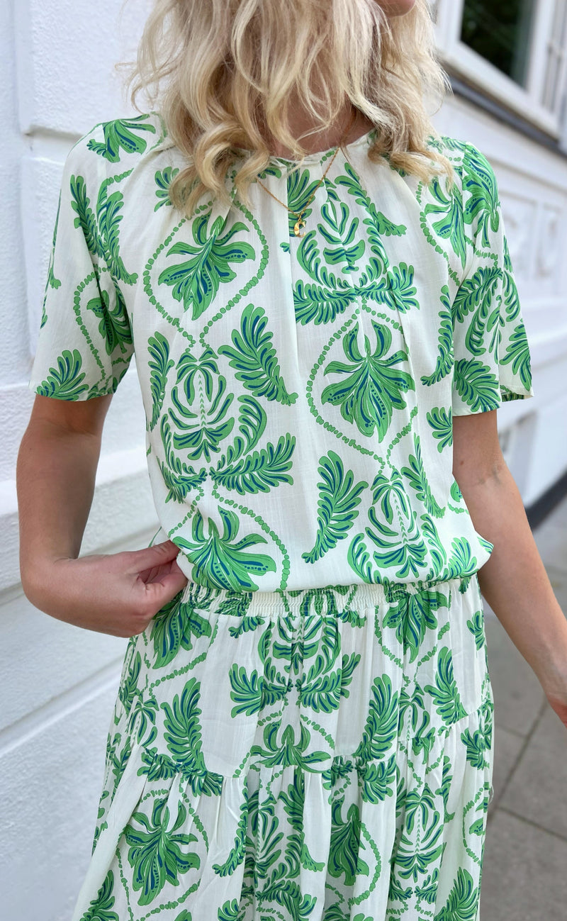 Say INA Copenhagen Bluse - Vicky - White/Green Paisley
