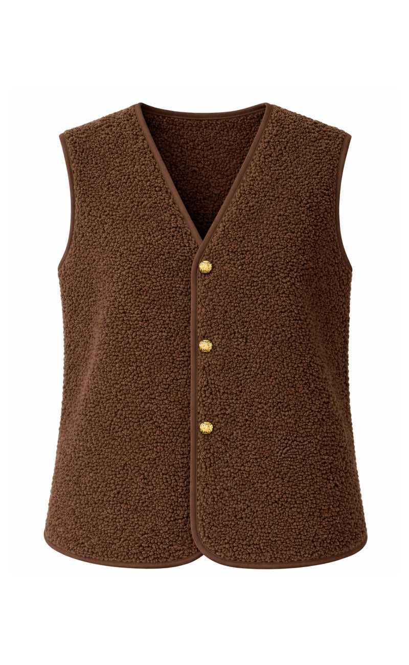 Say INA Copenhagen Fleece Vest - Gloria - Dark Brown