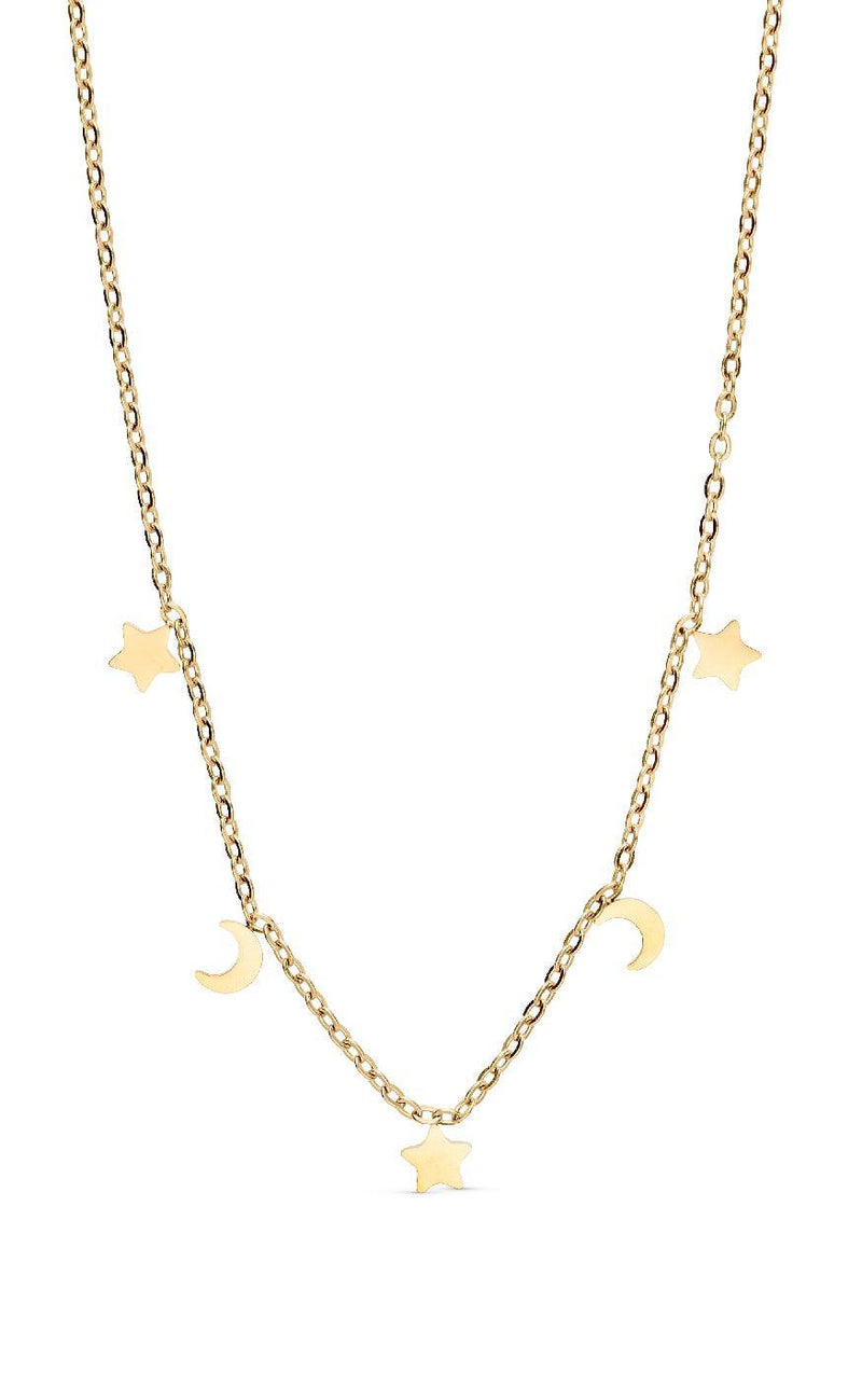 Smykkeli Copenhagen Halskæde - Porto Moon & Stars - Gold Colour