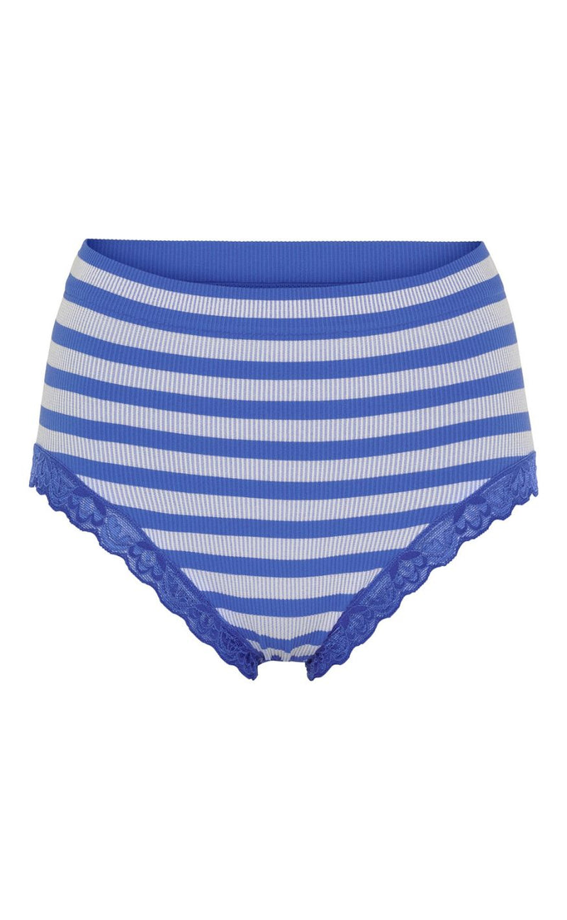 Tim & Simonsen Trusser - Isa Stripe Rib Midi Lace - Alaska/Bianco