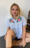 Continue Bluse - Camilla - Blue Stripe Multi Col Embroderi