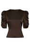 Neo Noir Bluse - Benua Heavy Sateen - Dark Brown