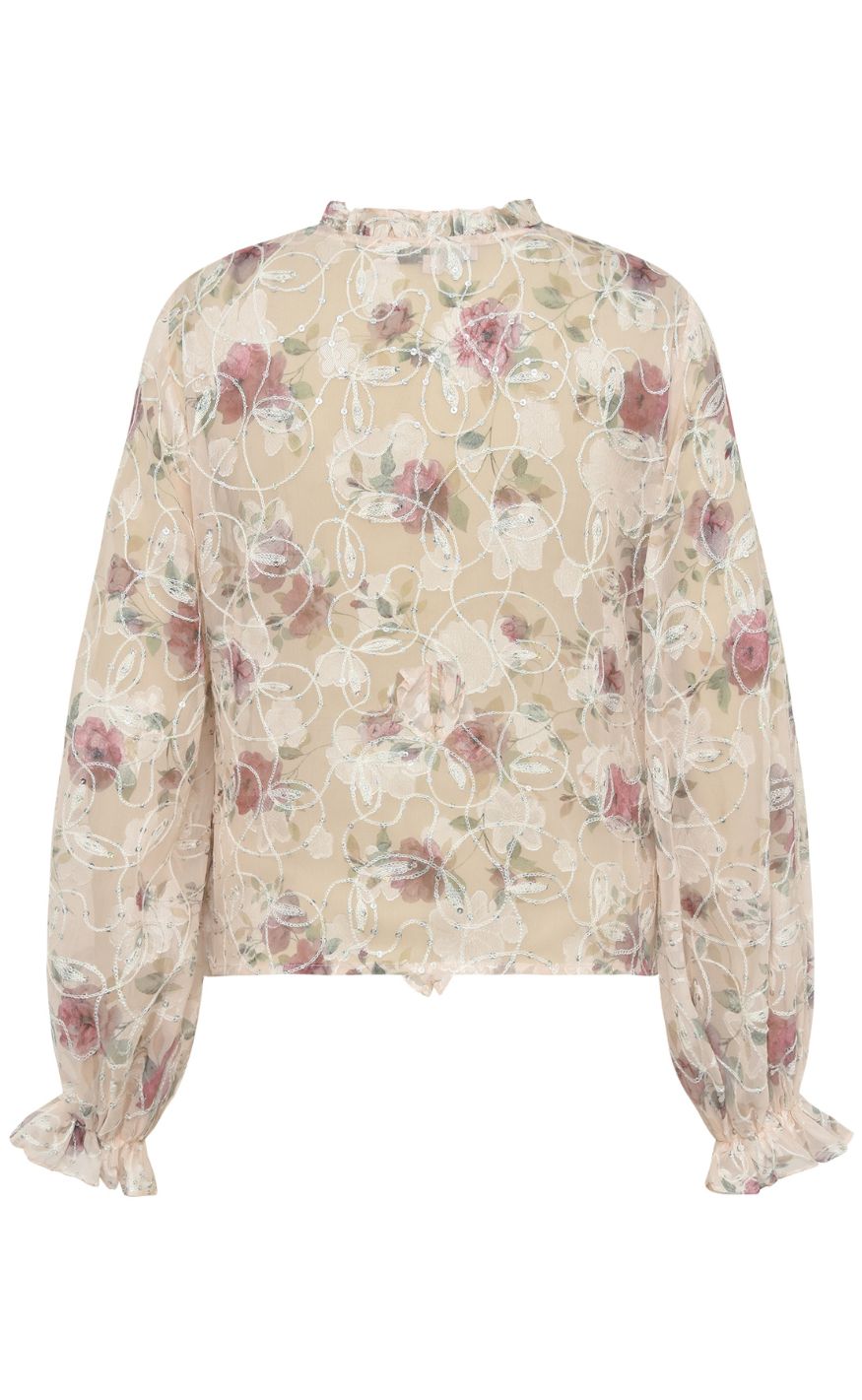 A-View Bluse - Flounce - Sand/Dusty Green