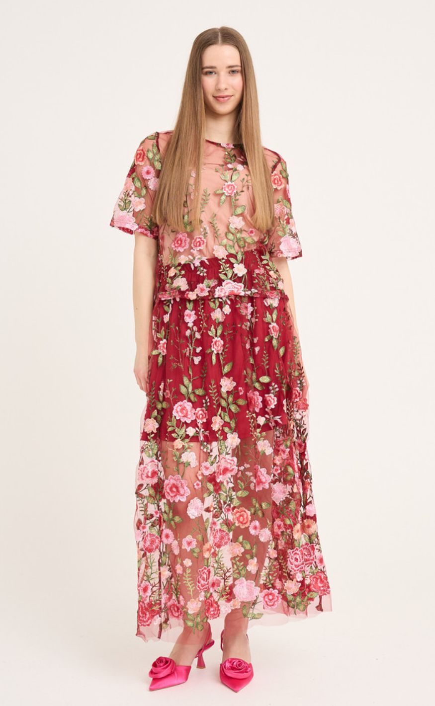 A-View Bluse - Fuschia - Bordeaux/Rose