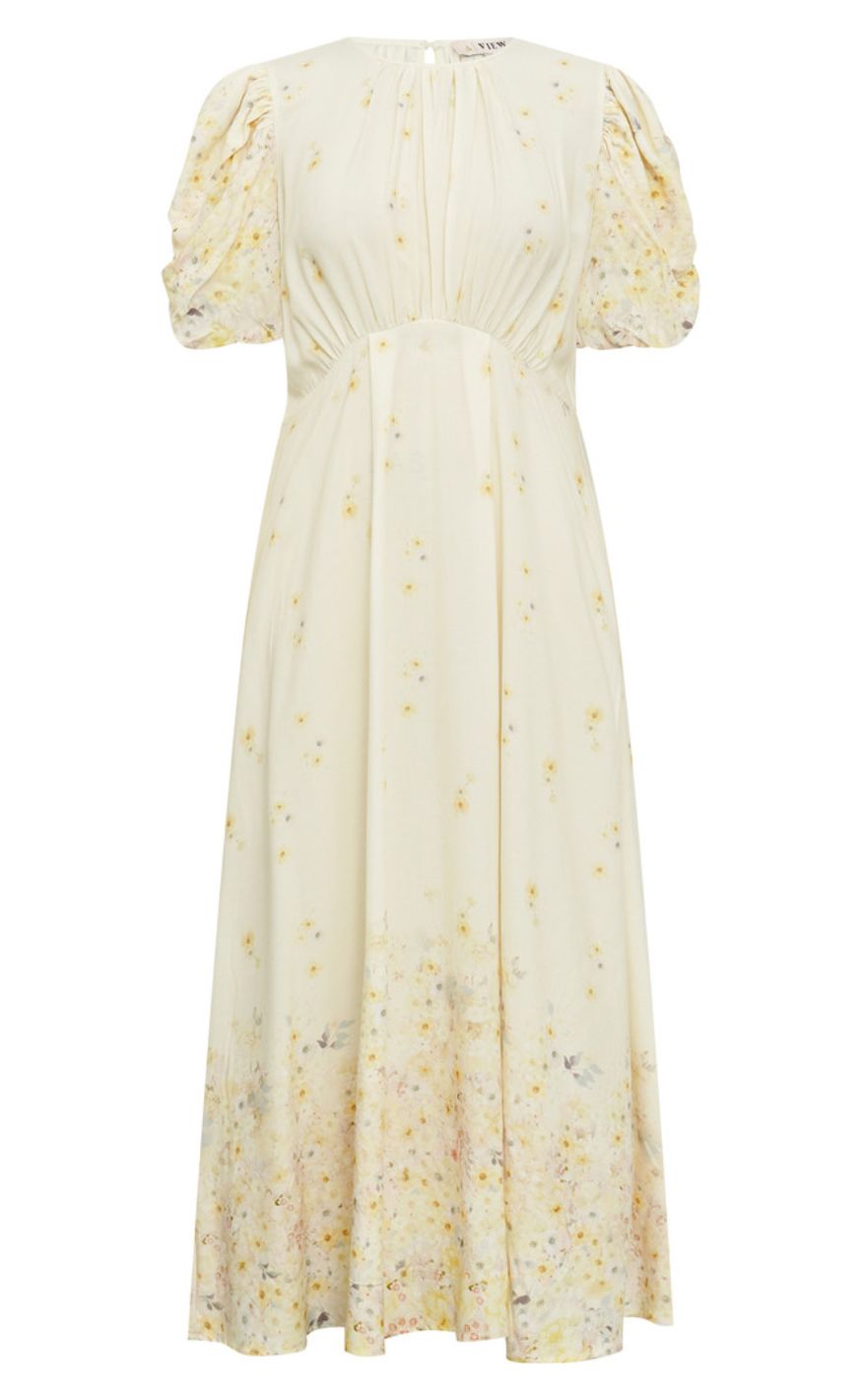 A-View Kjole - Botanic - Pale Yellow
