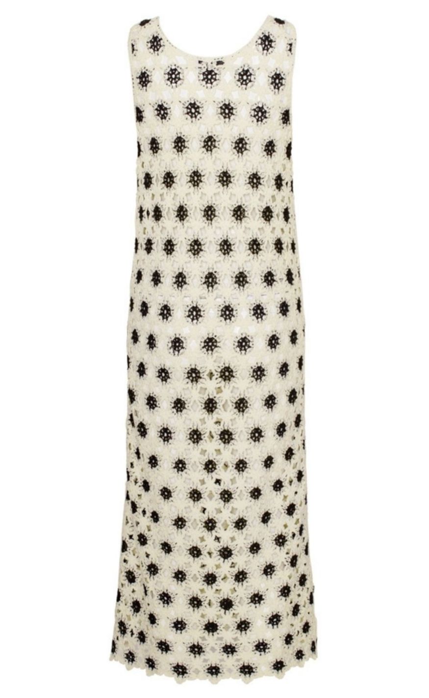A-View Kjole - Grass Crochet - Sand/Black