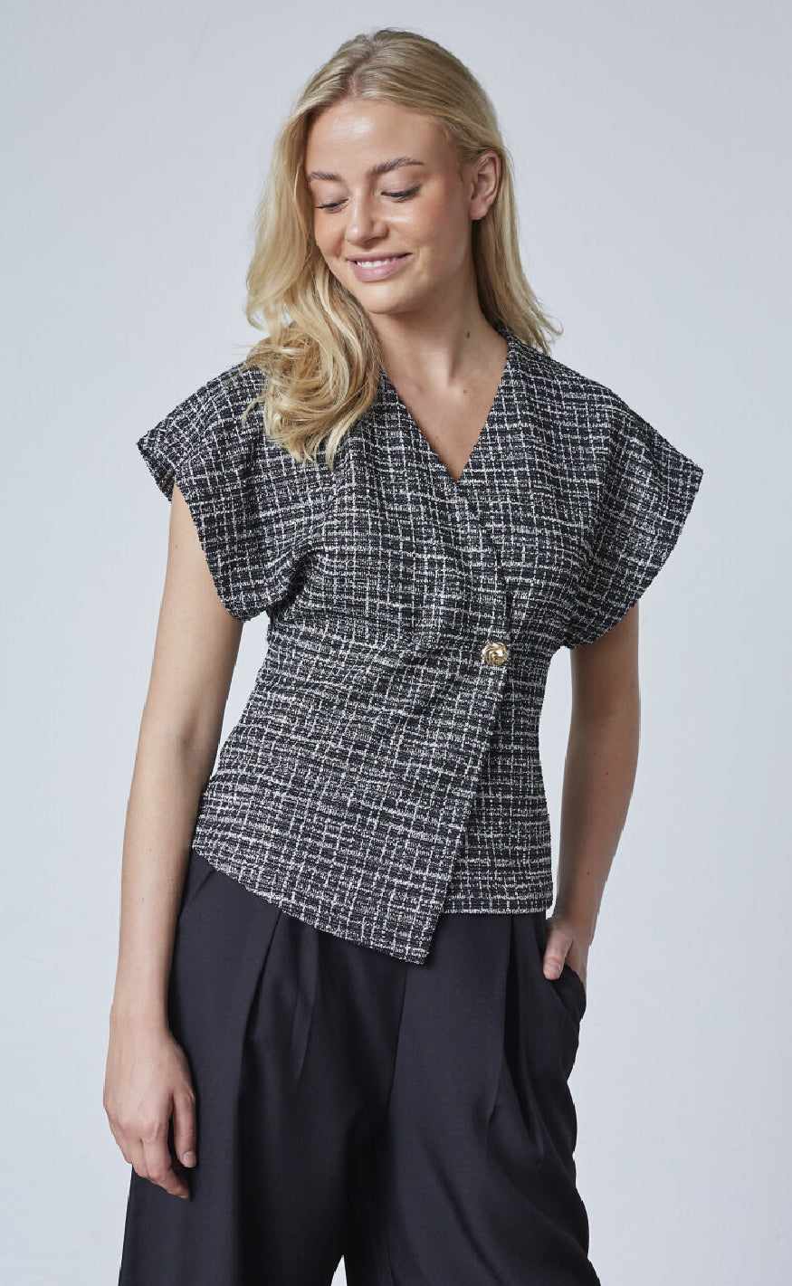 **AKTIVER IKKE** Sisters Point Vest - Gevela - Black Check** AKTIVER IKKE**