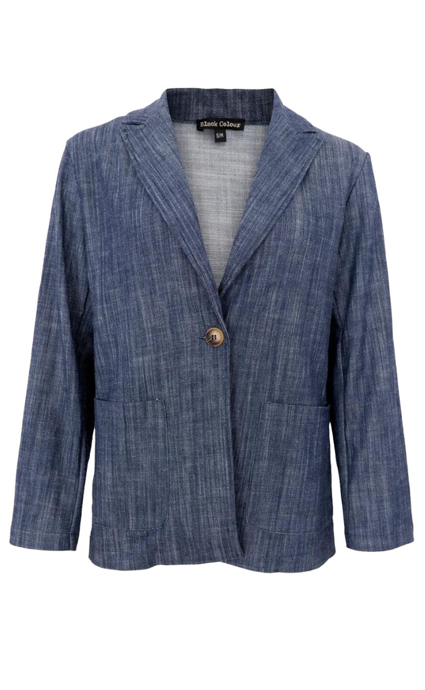 Black Colour Blazer - Box - Navy Denim