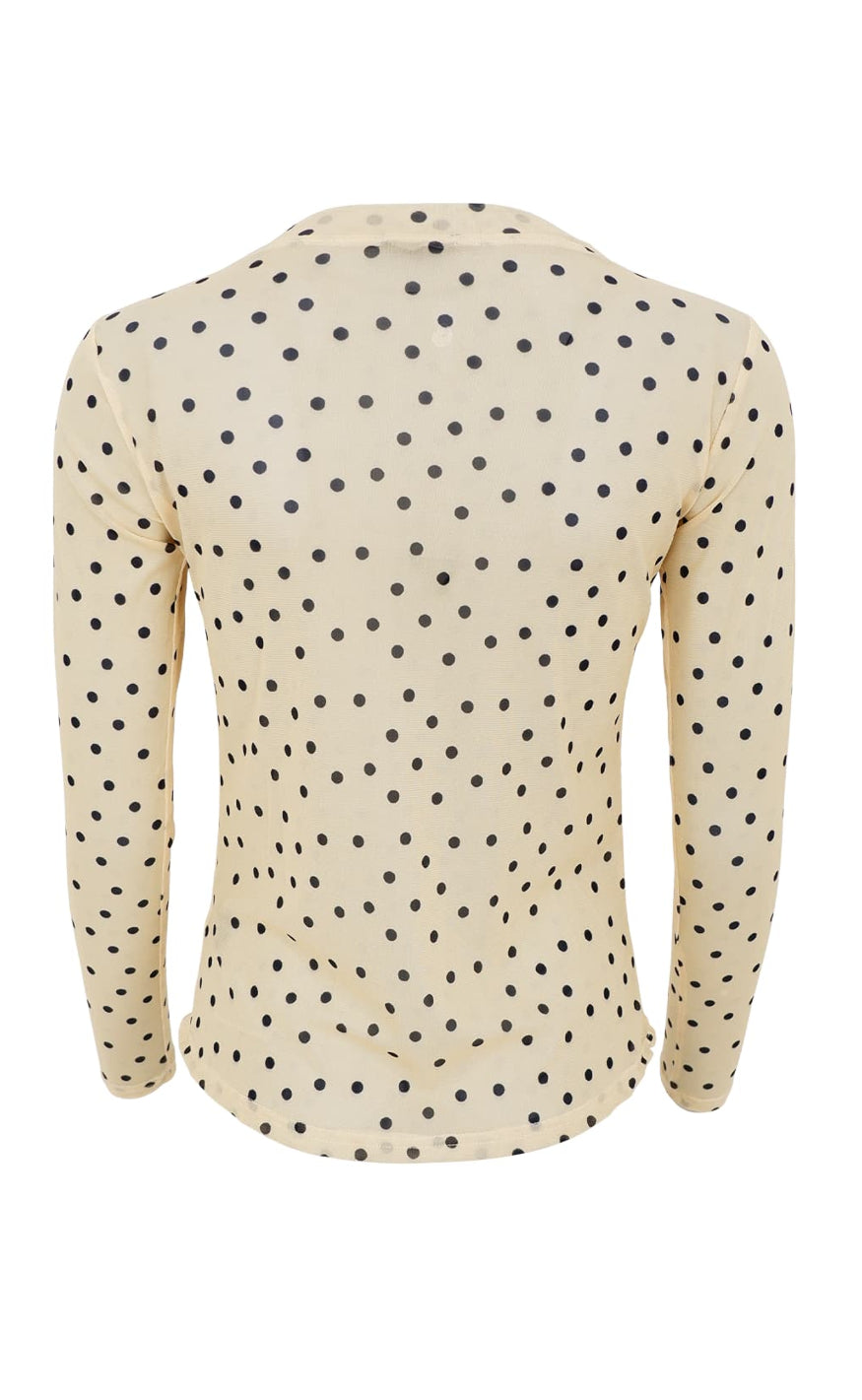 Black Colour Bluse - Annie Mesh - Yellow Dot