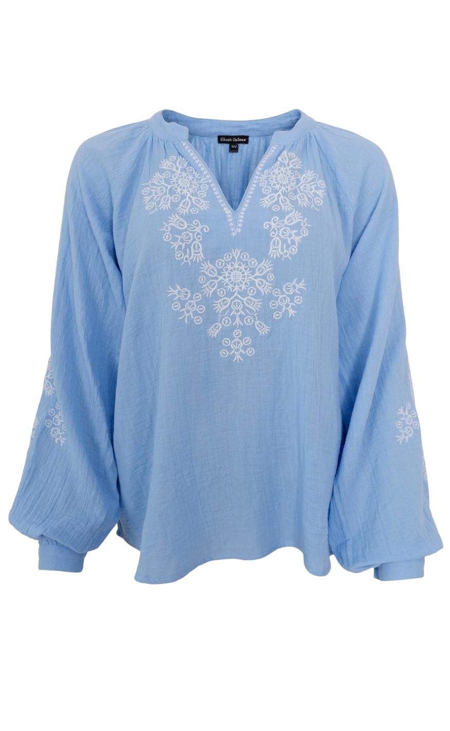Black Colour Bluse - Bali - Sky Blue