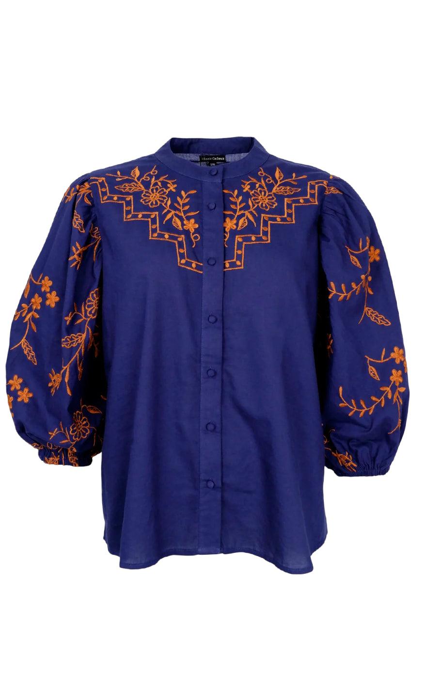Black Colour Bluse - Fiona - Navy Blue