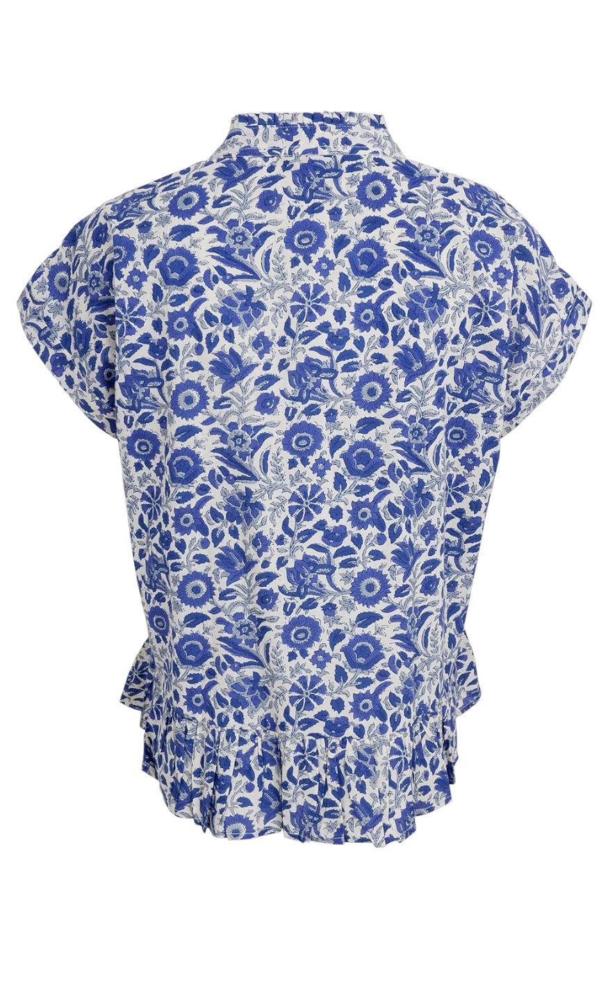 Black Colour Bluse - Flora Ruffle - Royal Blue