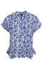 Black Colour Bluse - Flora Ruffle - Royal Blue