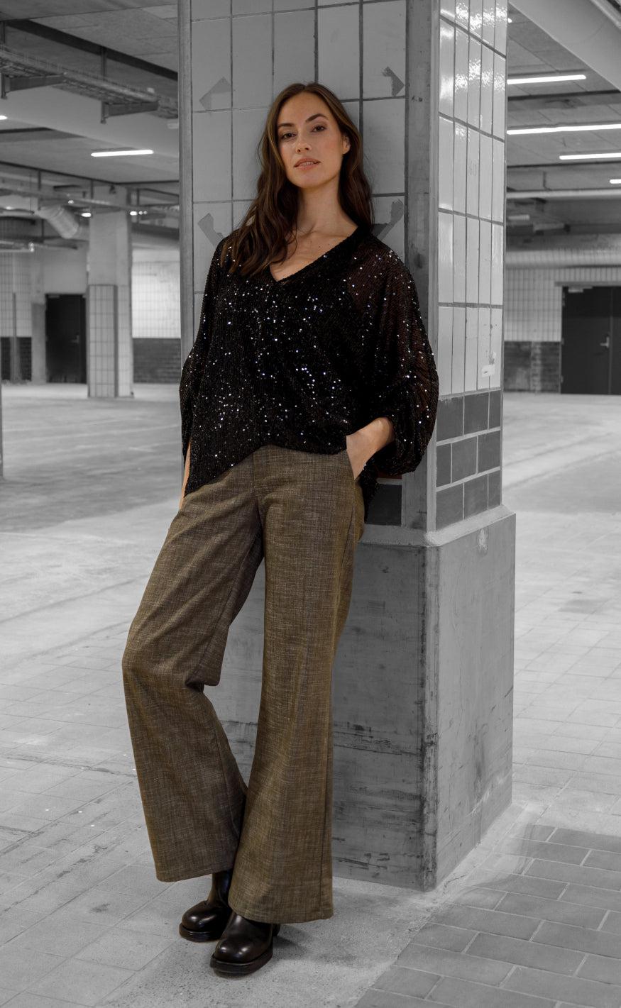 Black Colour Bluse - Glam - Black