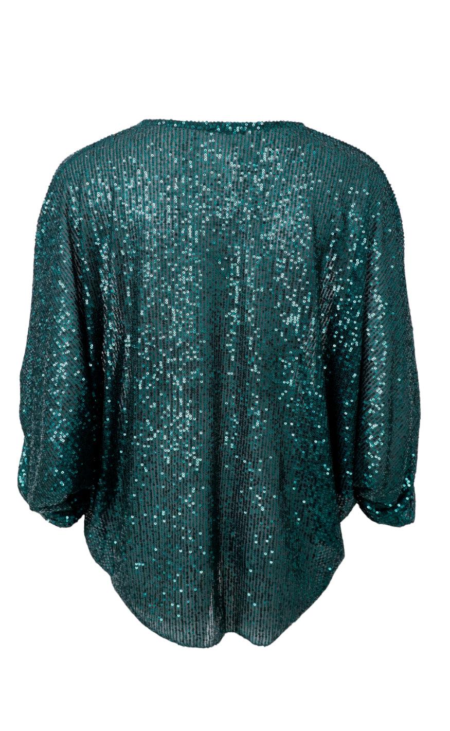 Black Colour Bluse - Glam - Bottle Green