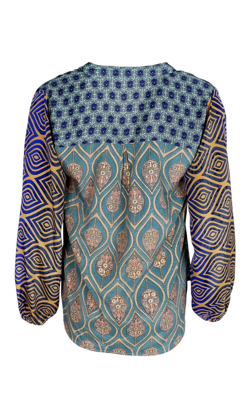 Black Colour Bluse - Luna Kaftan - Blue Jewel Mix