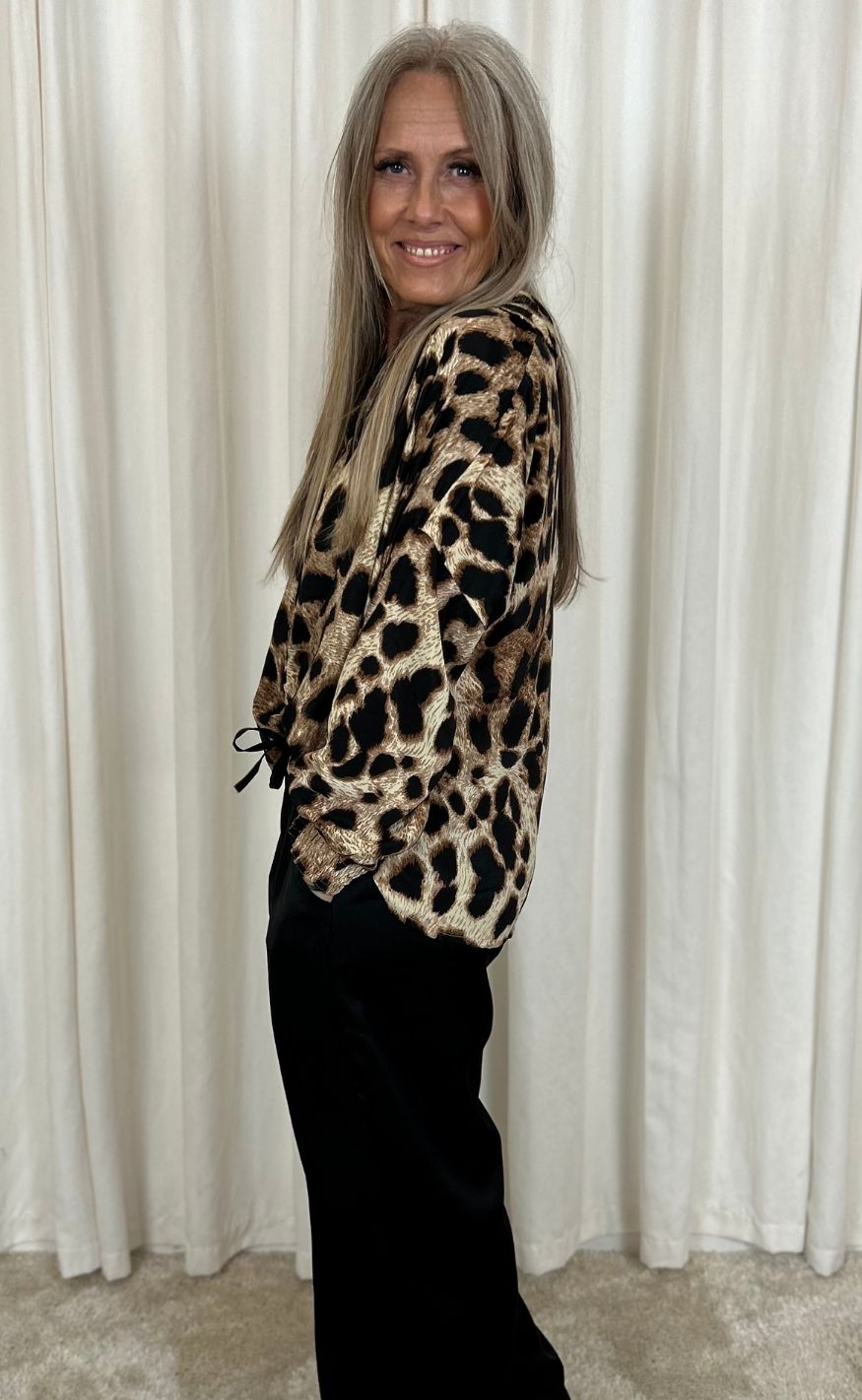 Black Colour Bluse - Luna Kaftan - Golden Leopard