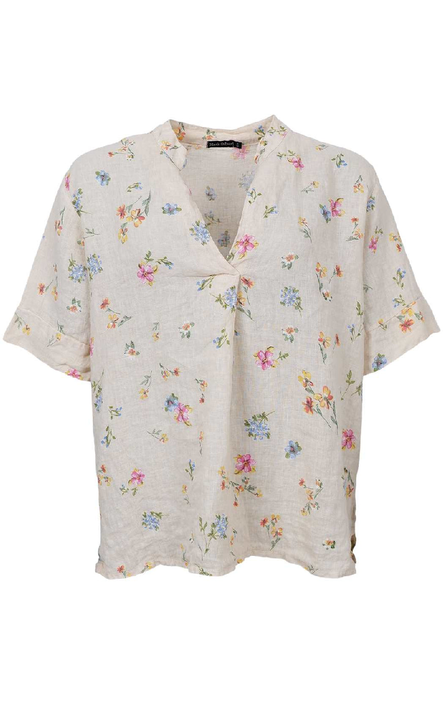 Black Colour Bluse - Melina - Flower