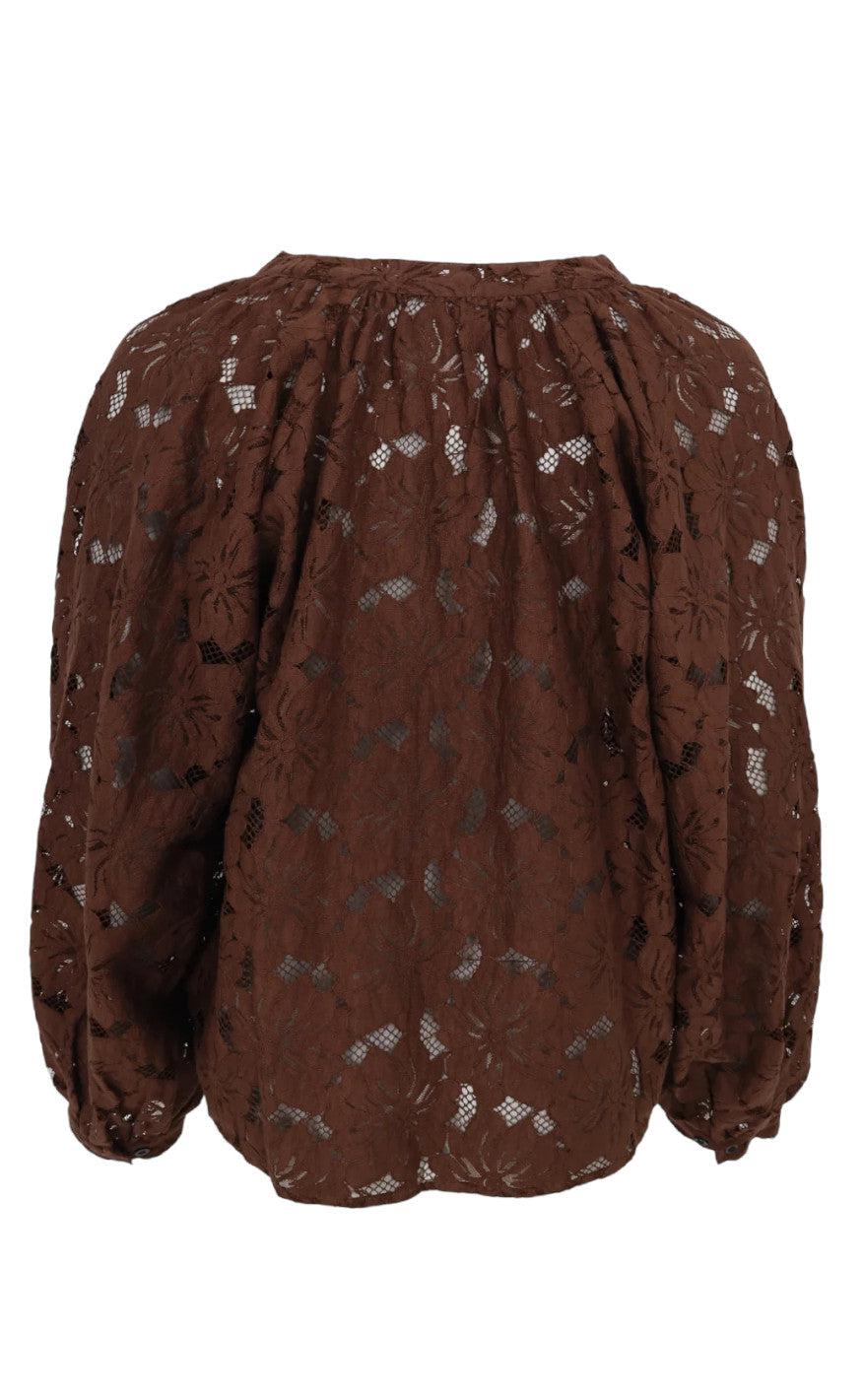 Black Colour Bluse - Nelly Flower - Coffee