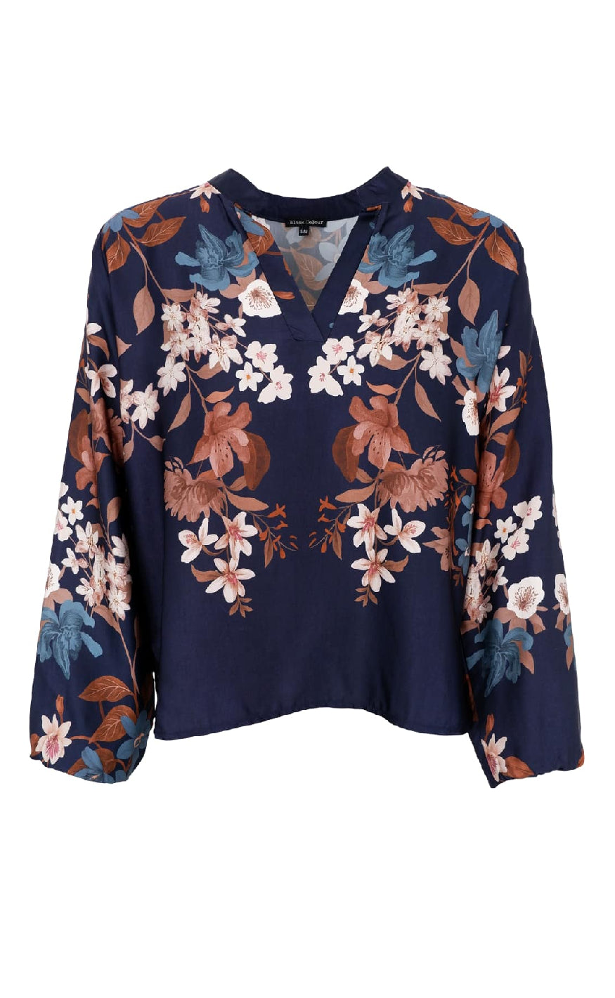 Black Colour Bluse - Zendaya - Navy Flower