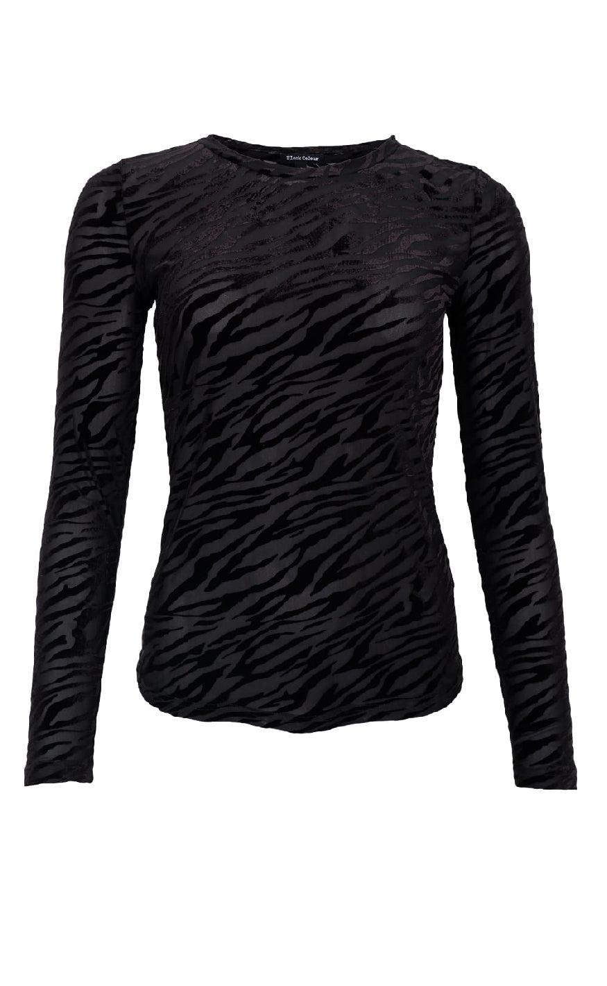 Black Colour Bluse - Zenia Mesh - Black