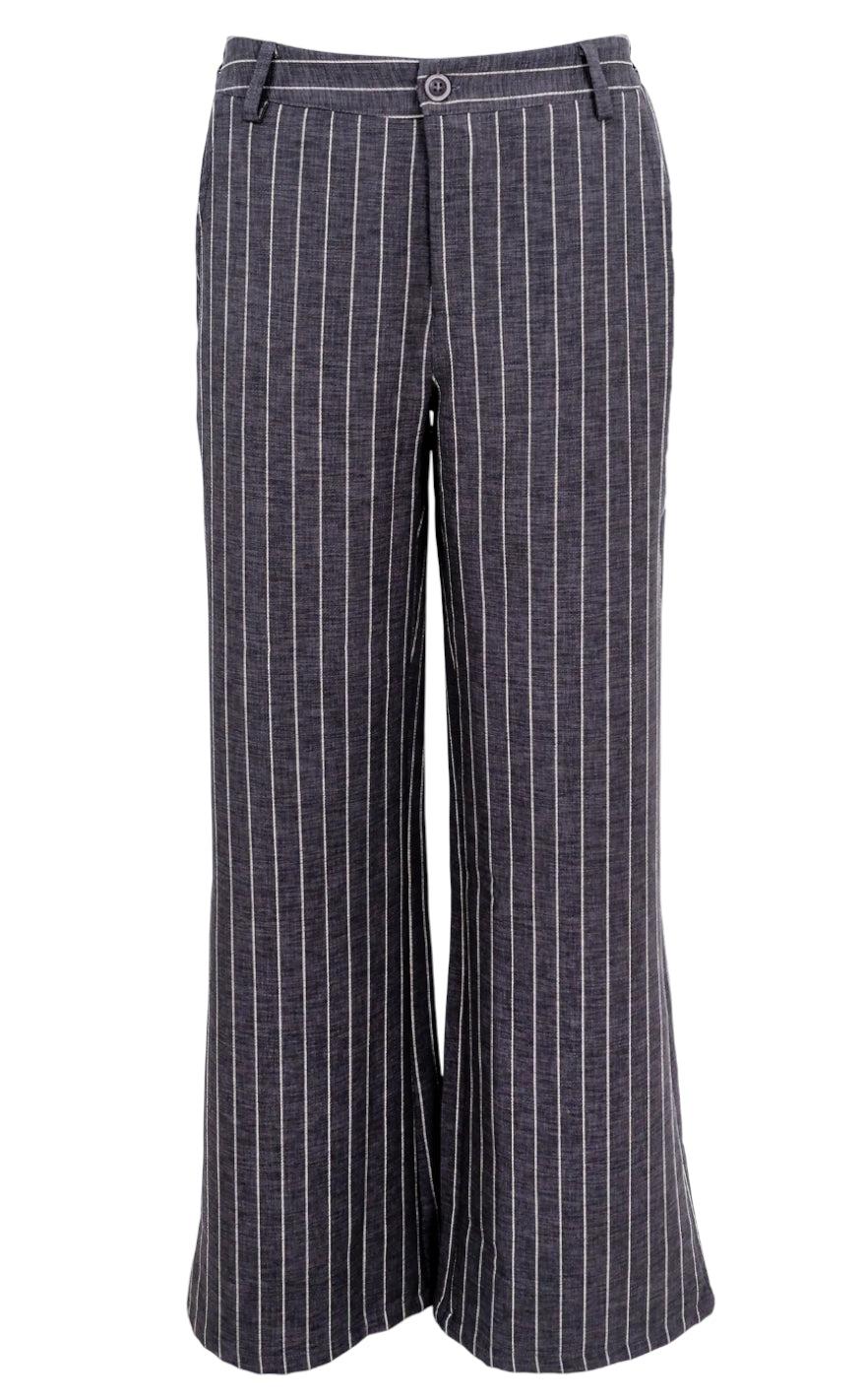Black Colour Bukser - Chicago - Grey Stripe
