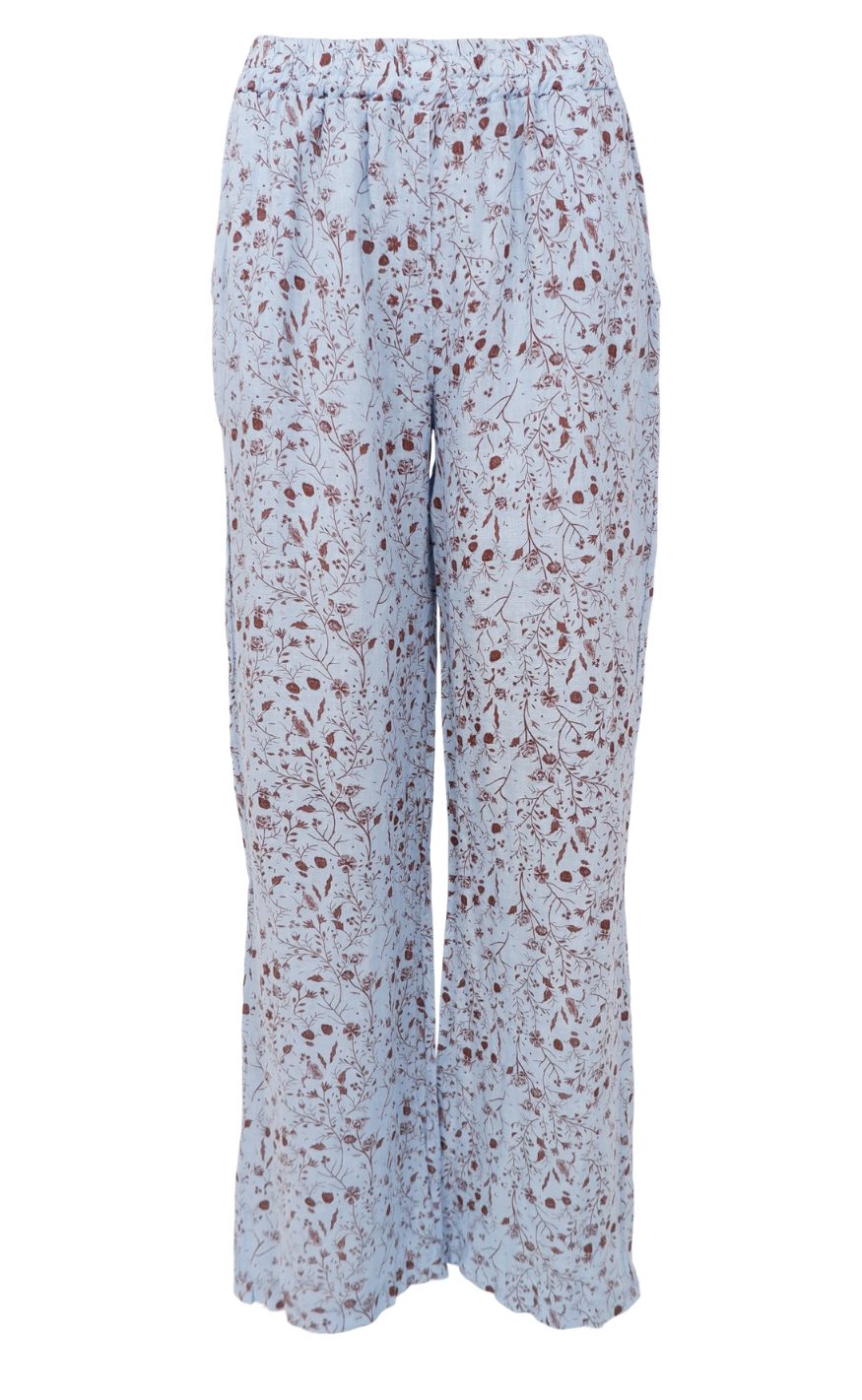 Black Colour Bukser - Melina Wide Linen - Floral
