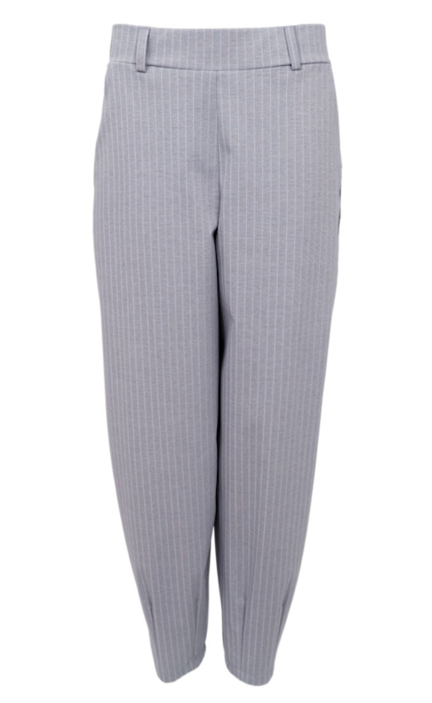 Black Colour Bukser - Milano Barrel - Grey Stripe