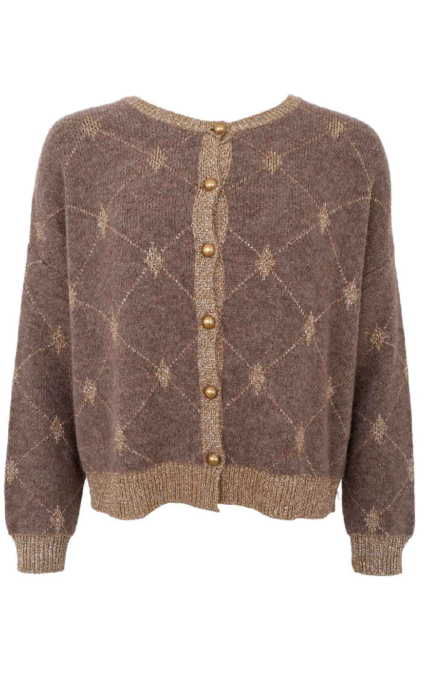 Black Colour Cardigan - Elva - Taupe