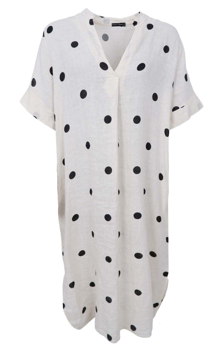 Black Colour Kjole - Melina Long Linen - Dot