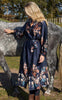 Black Colour Kjole - Zendaya - Navy Flower
