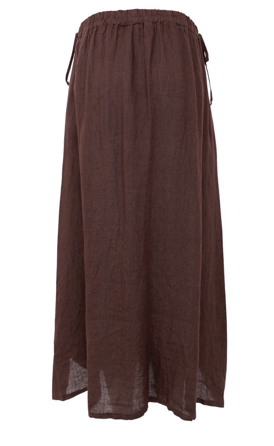 Black Colour Nederdel - Melina Linen - Coffee