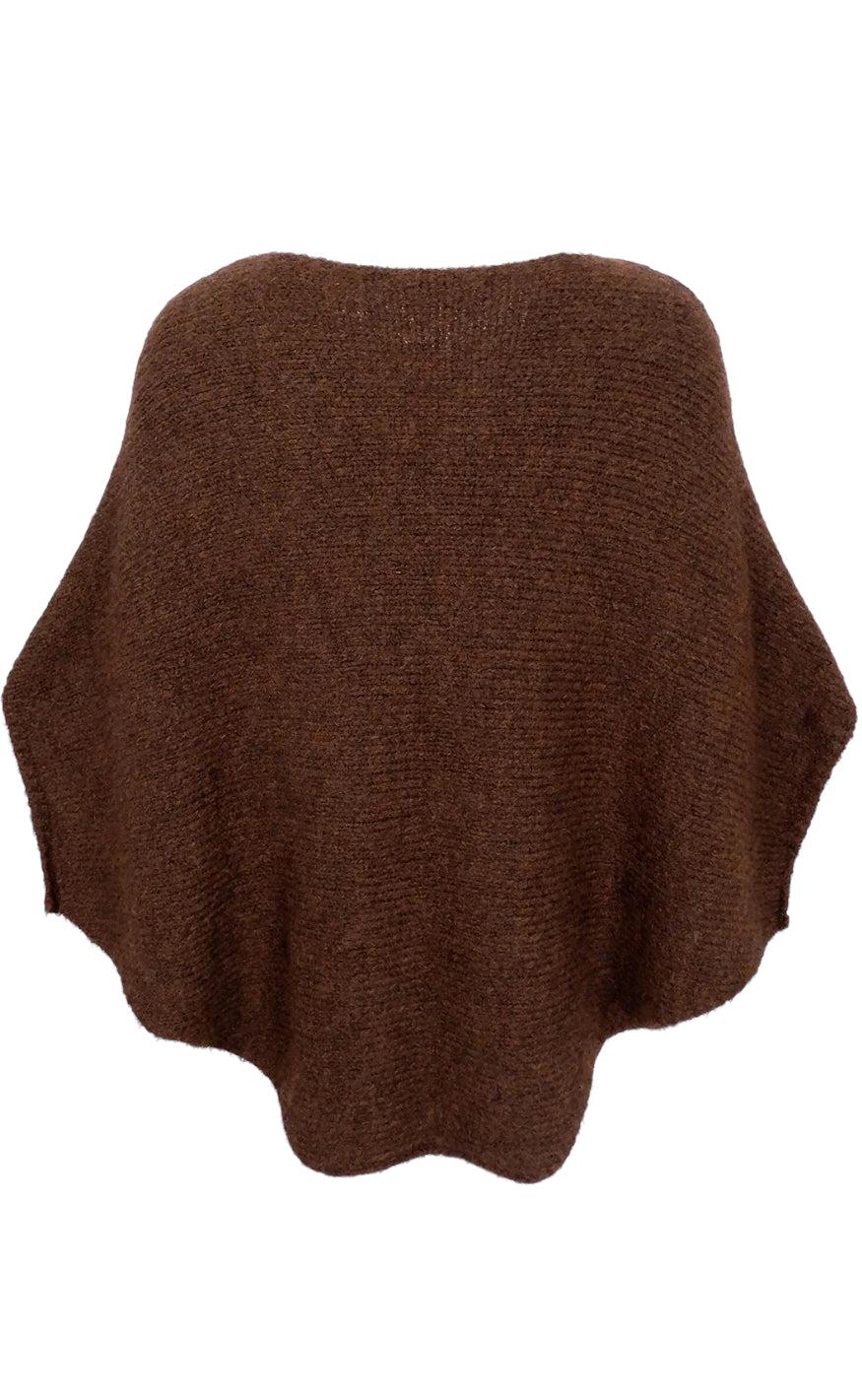 Black Colour Poncho - Pella - Coffee