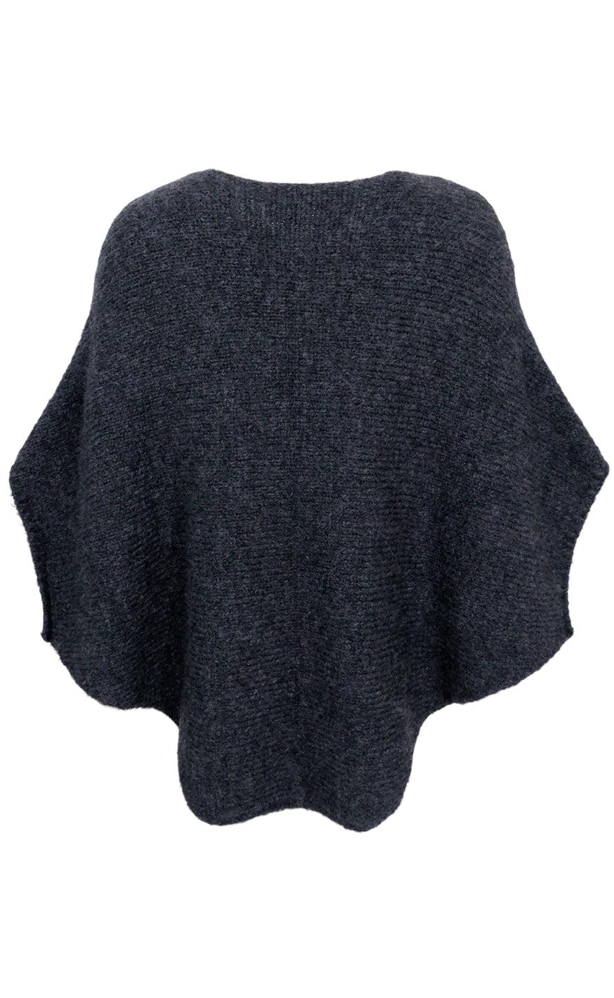 Black Colour Poncho - Pella - Dark Grey