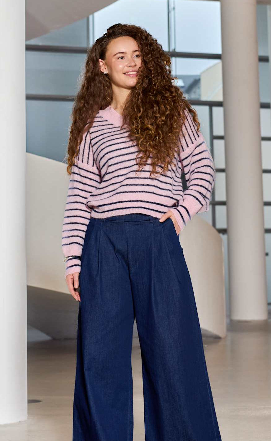 Black Colour Strik - Dell Striped - Rose