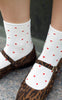 Black Colour Strømper - Alea - Creme W. Red Hearts