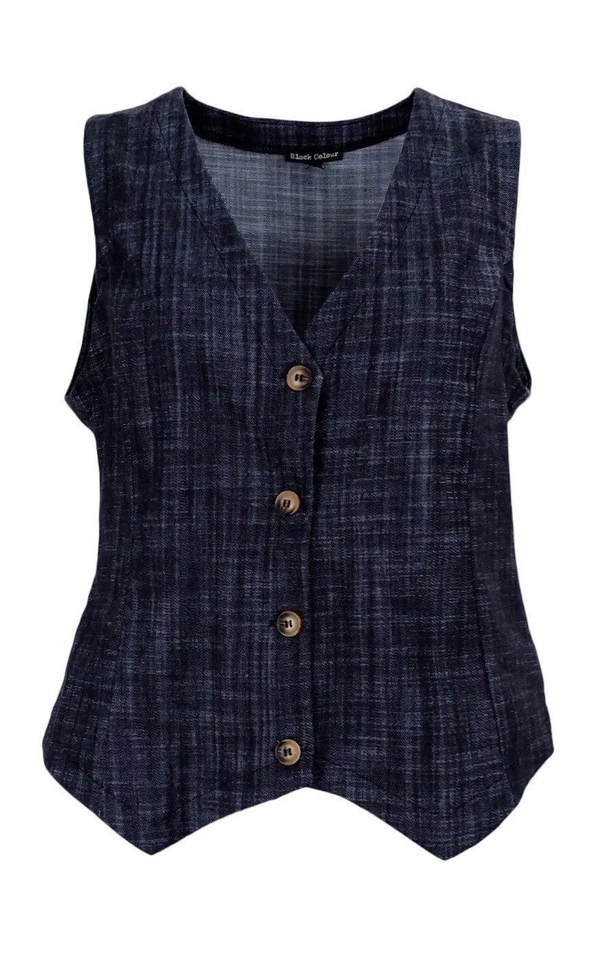 Black Colour Vest - Box - Black Denim