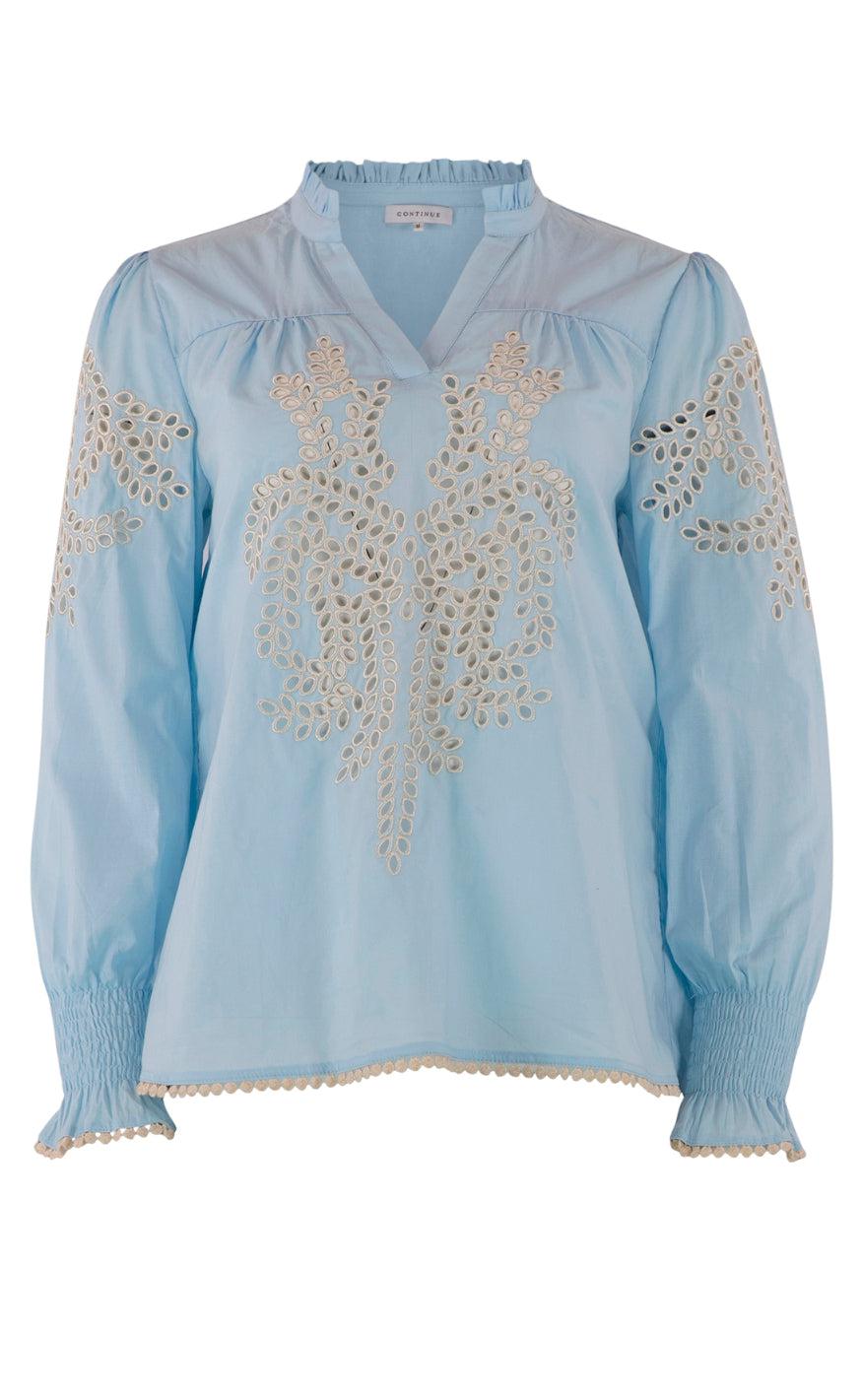 Continue Bluse - Asta - Light Blue White