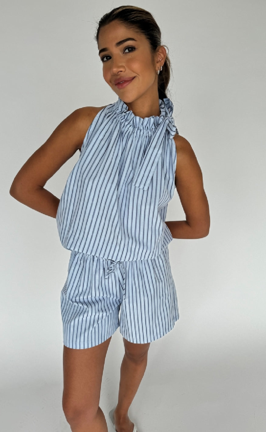 Continue Top - Liva Poplin - Blue Stripe