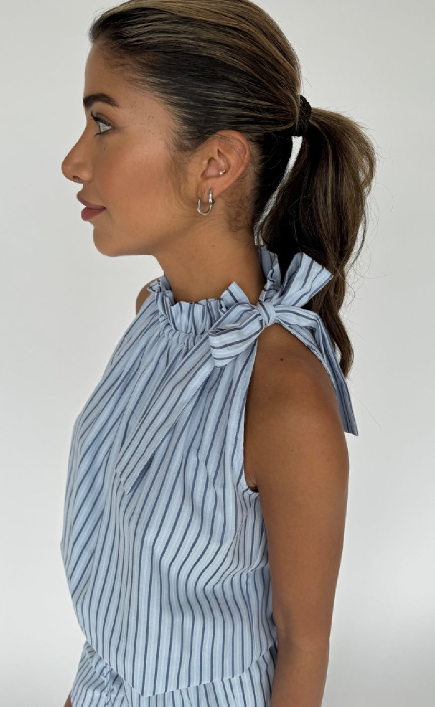 Continue Top - Liva Poplin - Blue Stripe