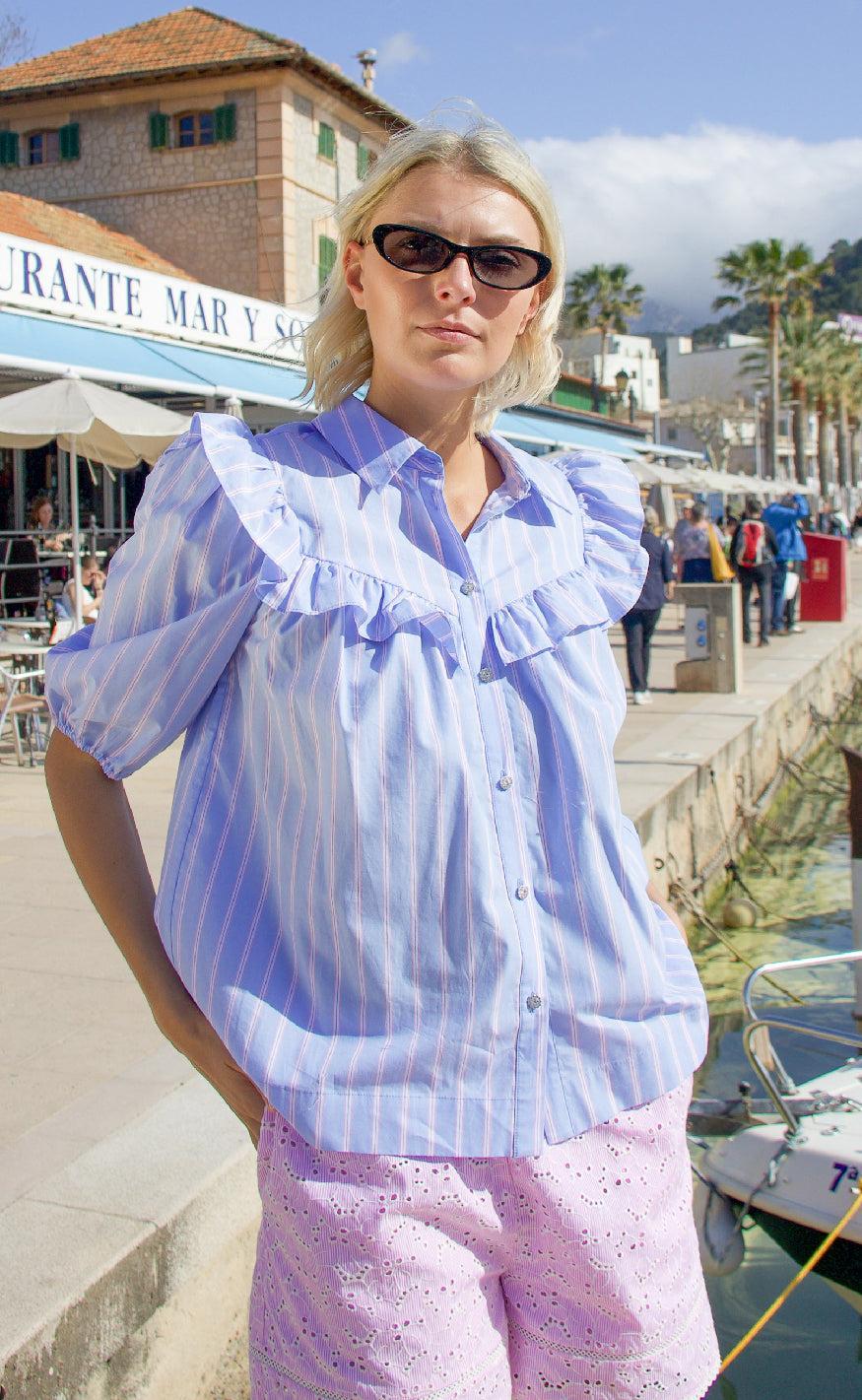 Cras Bluse - Ellen - Blue Pink Stripe