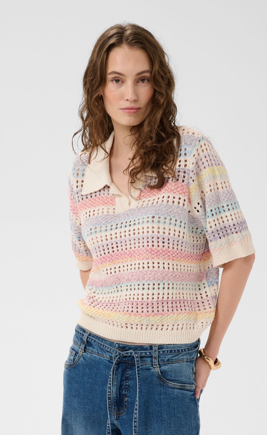 Culture Bluse - Juana Polo - Multi Stripe