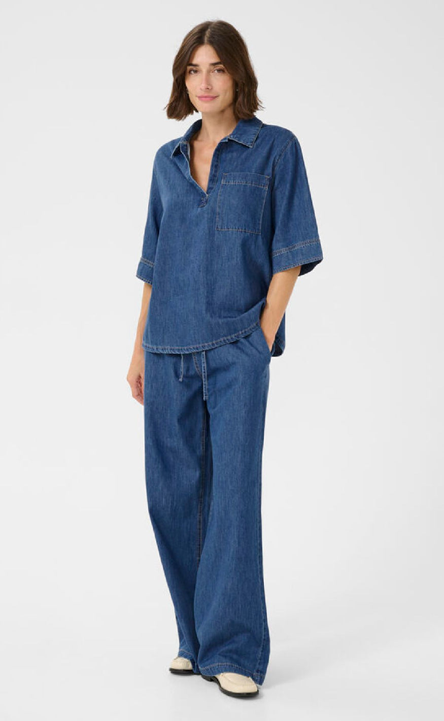 Culture Bluse - Pin Arpa - Dark Blue Wash