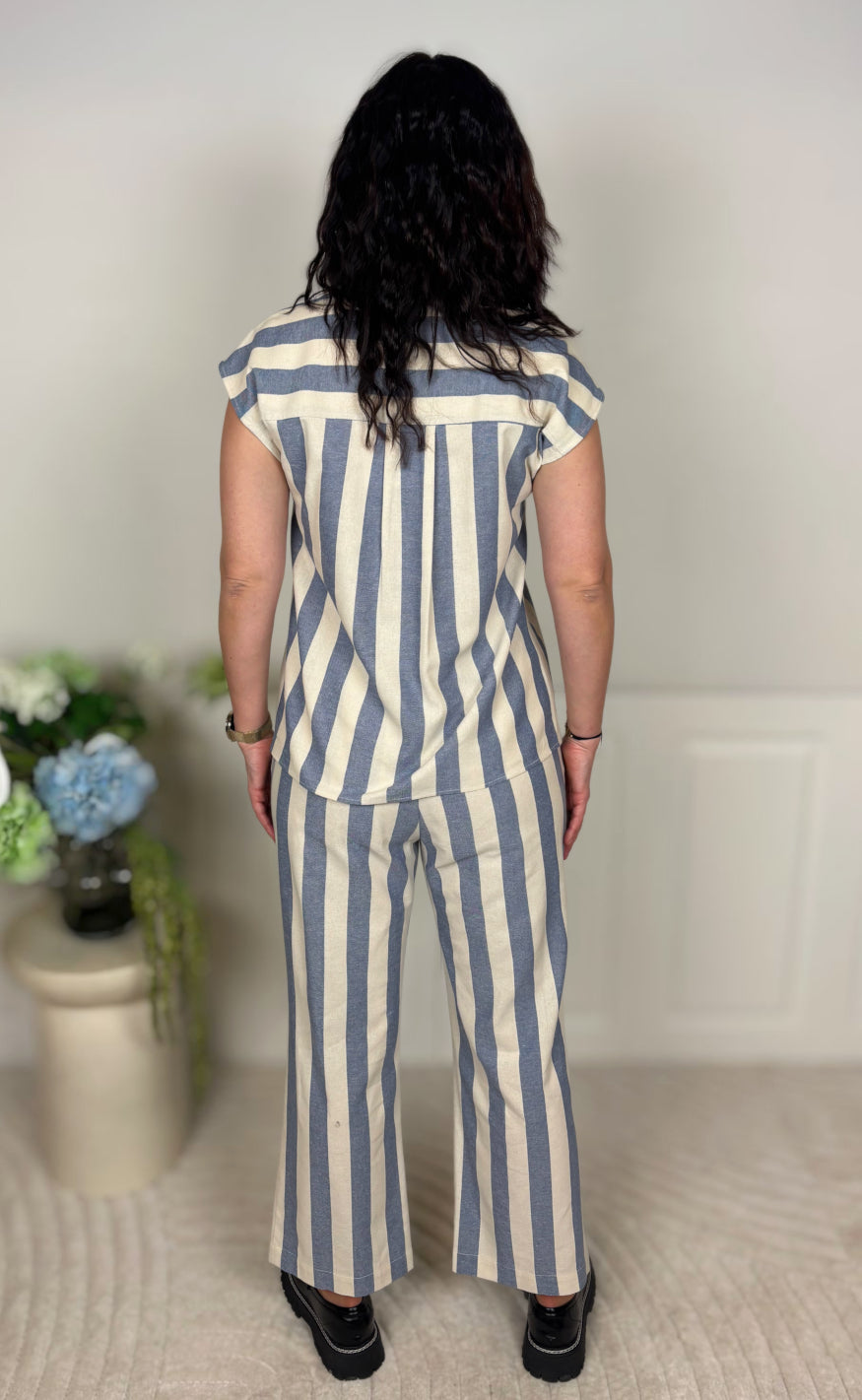 Culture Bukser - Kapina - Whitecap/Blue Stripe