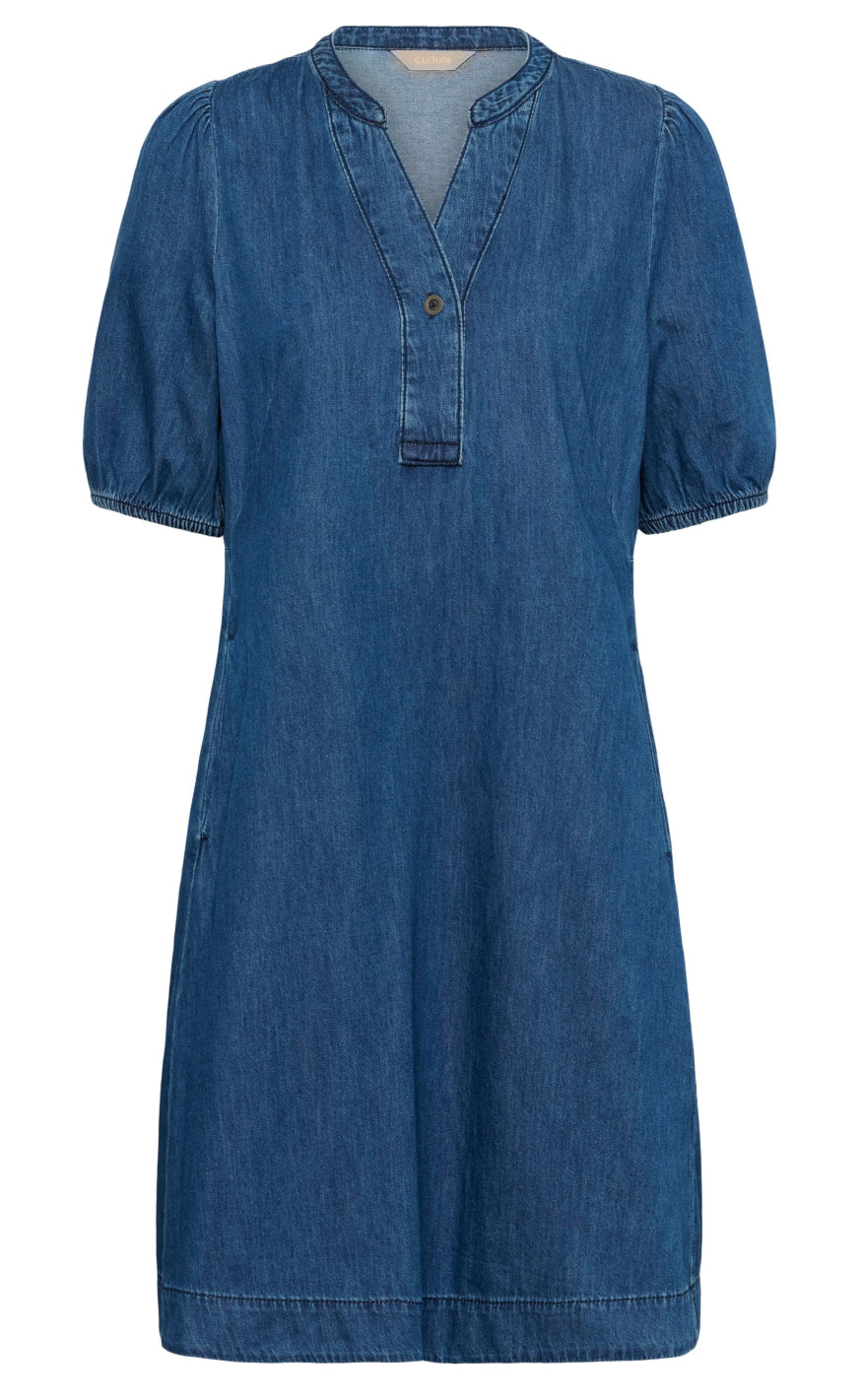 Culture Kjole - Berteline Arpa SS - Dark Blue Wash