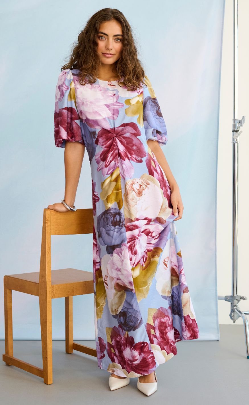 Culture Kjole - Magna Greece - Blue//Pink/Yellow Flower
