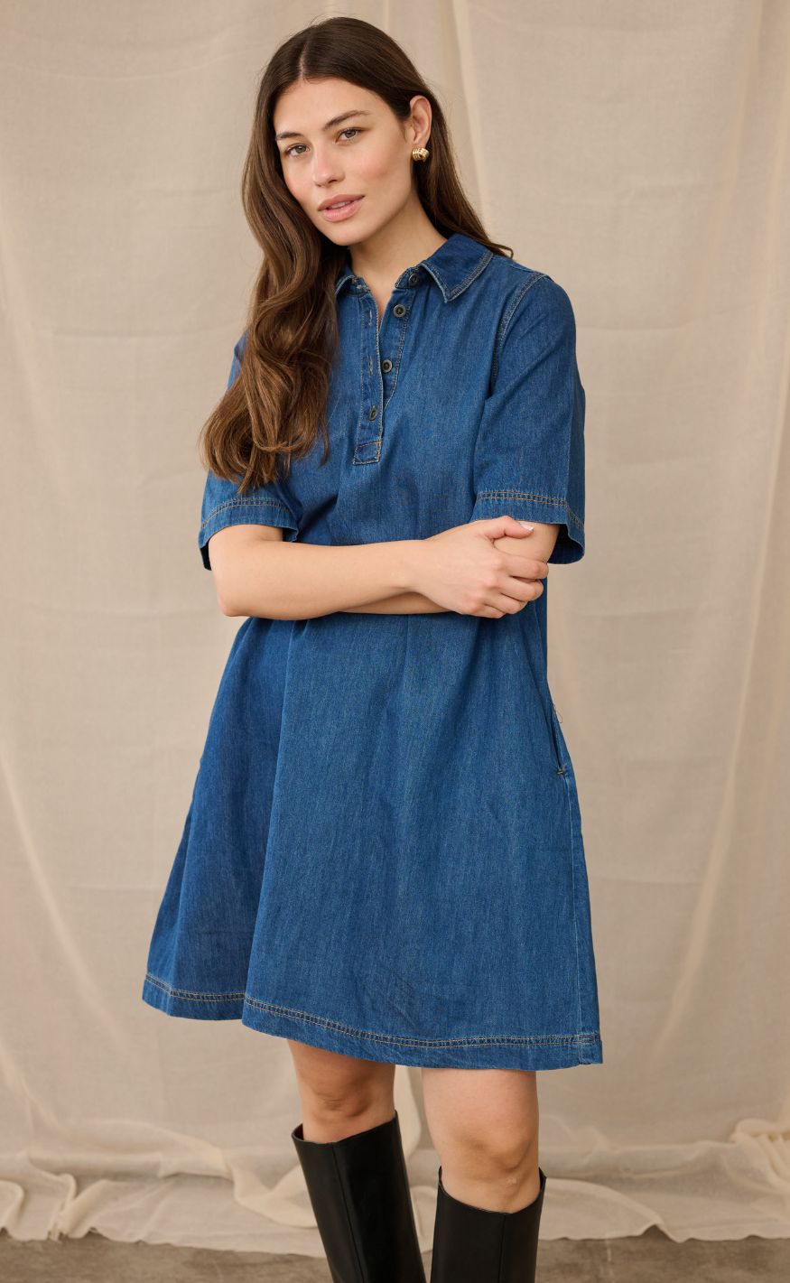 Culture Kjole - Winnie Arpa - Dark Blue Wash