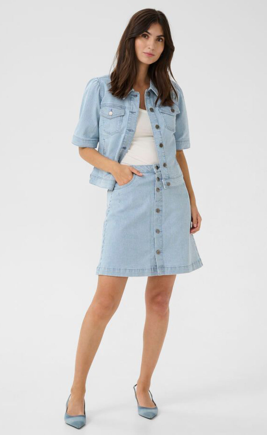 Culture Nederdel - Milky Short - Blue/White Stripe