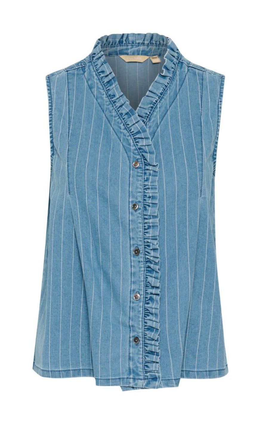Culture Top - Renny - Light Blue Denim